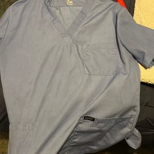 Light blue slightly worn medium scrubs top with pants